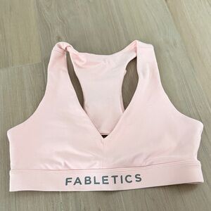 Fabletics Light Pink V-Neck Racerback Sports Bra